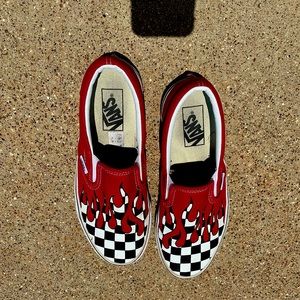 Fire Checkboard Vans Size 8